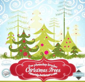 Efeito Photoshop: Free Christmas Trees Brush Set