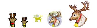 サンタクロースイラスト素材とアニメgif　素材屋じゅん－クリスマス素材―アイコン・フリー素材・犬のサンタクロース・トナカイ