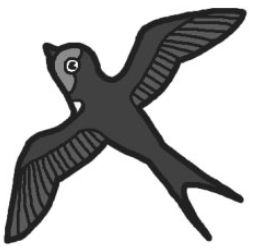 つばめ・ツバメ(モノクロ)/鳥の無料イラスト/ミニカット・クリップアート素材
