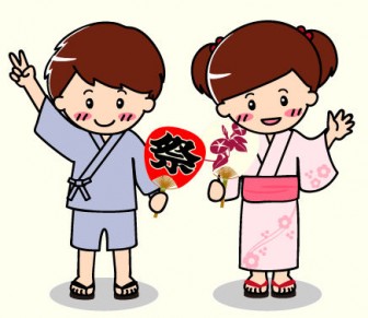 夏祭り（盆踊り）のイラスト：無料画像の素材屋花子