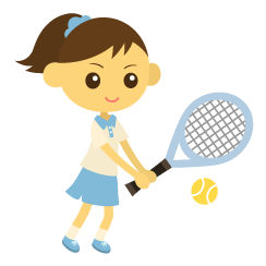 テニスをする女性 - イラスト素材 | 商用利用可のベクターイラスト素材集「ピクト缶」