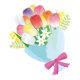 カラフルなチューリップなどの春の花束フリー無料イラスト83386 | 素材Good